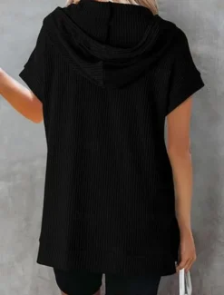 Women's Mini Dress Hoodie Dress Casual Dress Basic Casual Vacation Daily Regular Fit Plain Half Sleeve Hooded Black White Blue Fuchsia Summer Women T Shirt Dresses