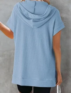 Women's Mini Dress Hoodie Dress Casual Dress Basic Casual Vacation Daily Regular Fit Plain Half Sleeve Hooded Black White Blue Fuchsia Summer Women T Shirt Dresses