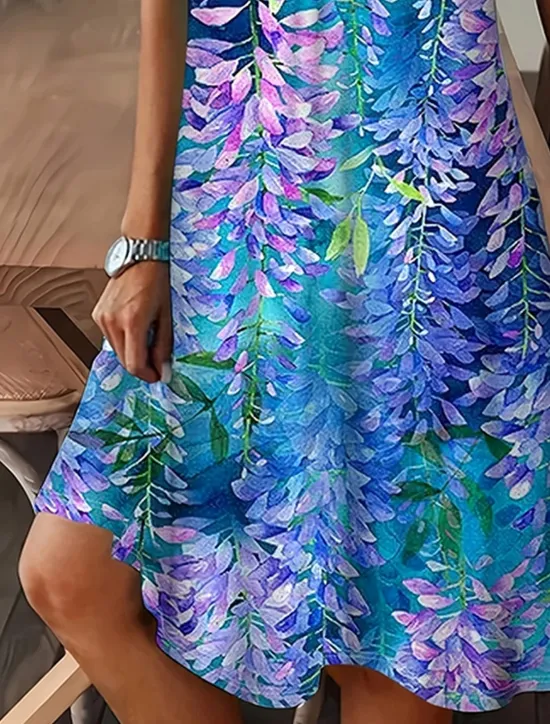 Outlet Women's Mini Dress Knit Dress Casual Dress T Shirt Dress Tee Dress Sundress Vacation Casual Beach Regular Fit Floral Graphic Short Sleeve V Neck Black White Blue Summer Spring Women Vacation Dresses