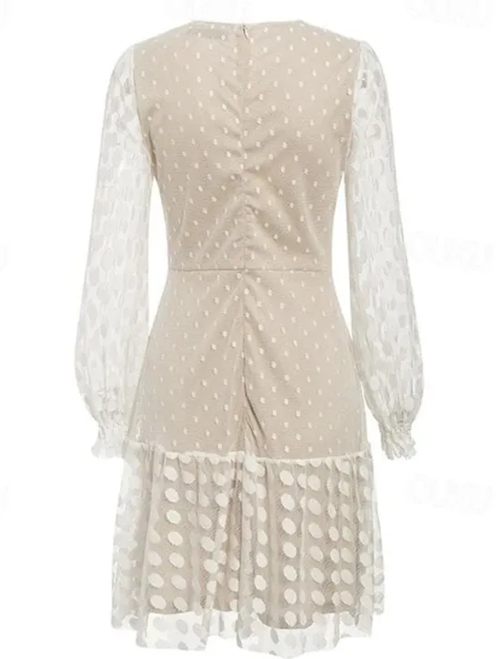 Sale Women's Mini Dress Lace Dress Casual Dress A Line Dress Summer Dress Stylish Casual Vacation Daily Date Regular Fit Plain Long Sleeve Crew Neck Summer Women White Dresses