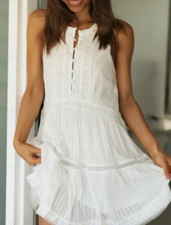 Clearance Women's Mini Dress Linen-Inspired Dresses Casual Dress Swing Dress Tank Dress Basic Casual Vacation Daily Regular Fit Plain Sleeveless Crew Neck Summer Women Dresses