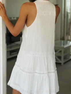 Clearance Women's Mini Dress Linen-Inspired Dresses Casual Dress Swing Dress Tank Dress Basic Casual Vacation Daily Regular Fit Plain Sleeveless Crew Neck Summer Women Dresses