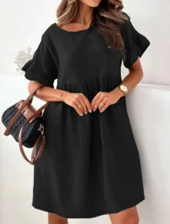 Clearance Women's Mini Dress Linen-Inspired Dresses White Dress Casual Dress Tank Dress Basic Casual Vacation Daily Regular Fit Plain Half Sleeve Crew Neck Black White Beige Summer Women Dresses