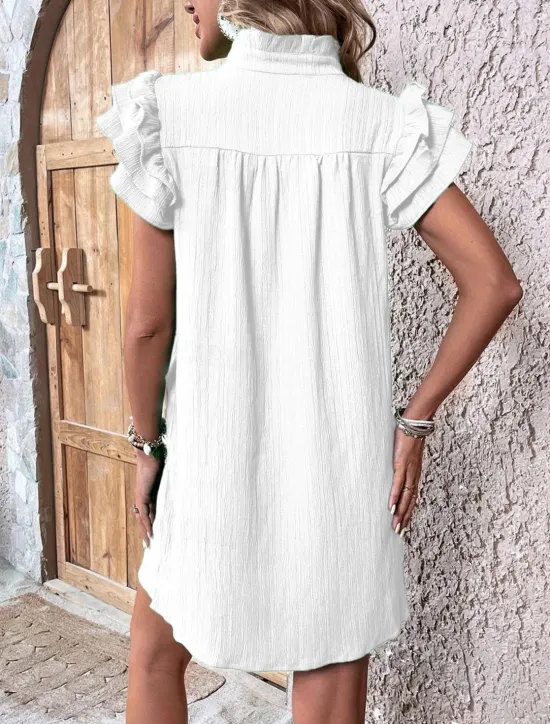 Women's Mini Dress Linen-Inspired Dresses White Dress Casual Dress Tank Dress Streetwear Casual Vacation Street Holiday Regular Fit Short Sleeve Split Neck Black White Red Green Summer Women Dresses|White Dresses