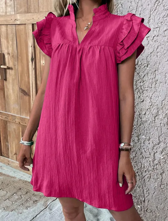 Women's Mini Dress Linen-Inspired Dresses White Dress Casual Dress Tank Dress Streetwear Casual Vacation Street Holiday Regular Fit Short Sleeve Split Neck Black White Red Green Summer Women Dresses|White Dresses