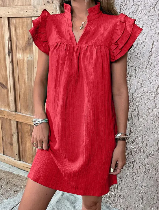 Women's Mini Dress Linen-Inspired Dresses White Dress Casual Dress Tank Dress Streetwear Casual Vacation Street Holiday Regular Fit Short Sleeve Split Neck Black White Red Green Summer Women Dresses|White Dresses