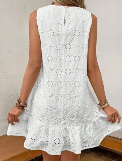 New Women's Mini Dress Linen-Inspired Dresses Dress Casual Dress Cotton Linen Dress Stylish Casual Vacation Daily Date Regular Fit Plain Sleeveless Crew Neck Summer Spring Women Dresses