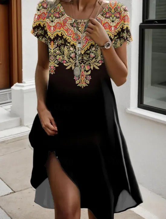 Online Women's Mini Dress Petite Dress T Shirt Dress Tee Dress A Line Dress Summer Dress Stylish Casual Vacation Daily Holiday Loose Fit Graphic Short Sleeve Crew Neck Summer Women Casual Dress