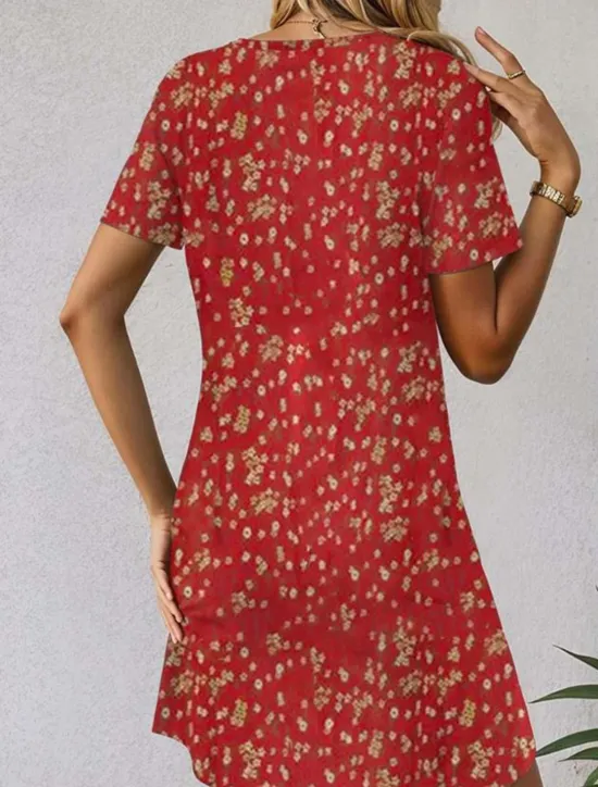 Clearance Women's Mini Dress Petite Dress T Shirt Dress Tee Dress A Line Dress Summer Dress Stylish Casual Vacation Daily Holiday Loose Fit Ditsy Floral Short Sleeve Crew Neck White Red Blue Green Women T Shirt Dresses