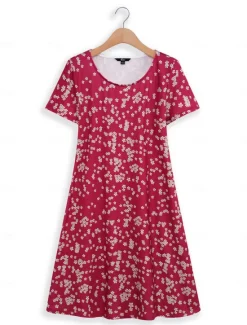 Clearance Women's Mini Dress Petite Dress T Shirt Dress Tee Dress A Line Dress Summer Dress Stylish Casual Vacation Daily Holiday Loose Fit Ditsy Floral Short Sleeve Crew Neck White Red Blue Green Women T Shirt Dresses