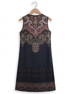 Outlet Women's Mini Dress Petite Dress T Shirt Dress Tee Dress Sundress Summer Dress Vintage Ethnic Tribal Vacation Street Casual Regular Fit Tribal Sleeveless Split Neck Pink Blue Purple Orange Women Spring Dresses|T Shirt Dresses