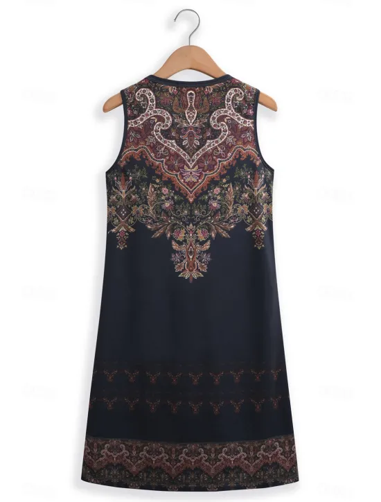 Outlet Women's Mini Dress Petite Dress T Shirt Dress Tee Dress Sundress Summer Dress Vintage Ethnic Tribal Vacation Street Casual Regular Fit Tribal Sleeveless Split Neck Pink Blue Purple Orange Women Spring Dresses|T Shirt Dresses