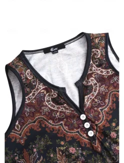 Outlet Women's Mini Dress Petite Dress T Shirt Dress Tee Dress Sundress Summer Dress Vintage Ethnic Tribal Vacation Street Casual Regular Fit Tribal Sleeveless Split Neck Pink Blue Purple Orange Women Spring Dresses|T Shirt Dresses