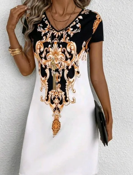 Online Women's Mini Dress Petite Dress T Shirt Dress Tee Dress Sundress A Line Dress Elegant Stylish Vacation Birthday Casual Regular Fit Graphic Color Block Short Sleeve V Neck Summer Women Spring Dresses|T Shirt Dresses
