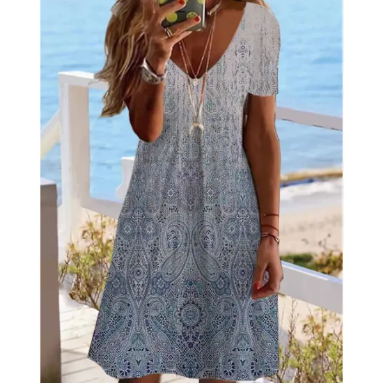 Outlet Women's Mini Dress Petite Dress Petite Dress T Shirt Dress Tee Dress Sundress Summer Dress Active Fashion Streetwear Outdoor Vacation Birthday Regular Fit Floral Short Sleeve V Neck Black Women Spring Dresses|T Shirt Dresses