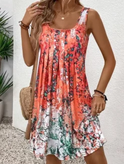 Discount Women's Mini Dress Petite Dress T Shirt Dress Tee Dress Shift Dress Tank Dress Bohemia Stylish Sexy Vacation Casual Beach Regular Fit Floral Sleeveless U Neck Colourful Light Purple Purple Women Sundresses