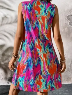 Discount Women's Mini Dress Petite Dress T Shirt Dress Tee Dress Shift Dress Tank Dress Bohemia Stylish Sexy Vacation Casual Beach Regular Fit Floral Sleeveless U Neck Colourful Light Purple Purple Women Sundresses