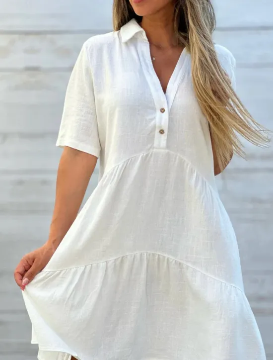 Women's Mini Dress Petite Dress White Dress Shirt Dress Casual Dress Summer Dress Fashion Classic Modern Daily Weekend Regular Fit Plain Half Sleeve Shirt Collar Black White Red Blue Summer Women White Dresses
