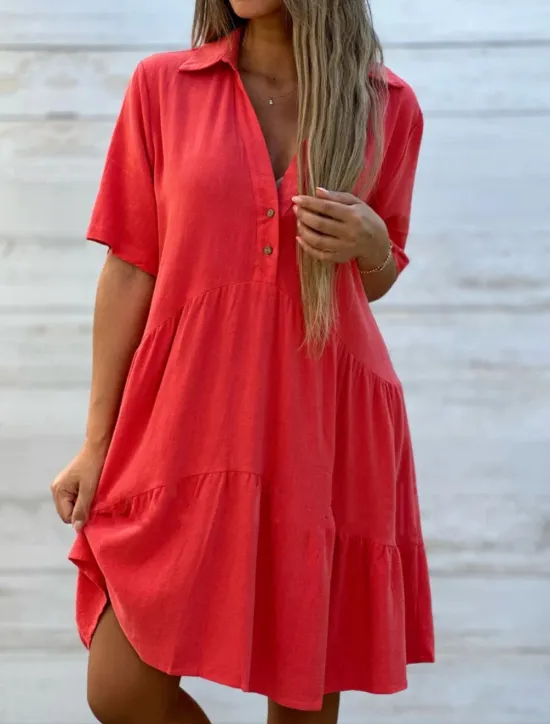 Women's Mini Dress Petite Dress White Dress Shirt Dress Casual Dress Summer Dress Fashion Classic Modern Daily Weekend Regular Fit Plain Half Sleeve Shirt Collar Black White Red Blue Summer Women White Dresses