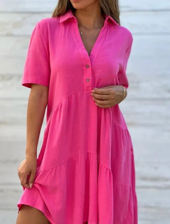 Women's Mini Dress Petite Dress White Dress Shirt Dress Casual Dress Summer Dress Fashion Classic Modern Daily Weekend Regular Fit Plain Half Sleeve Shirt Collar Black White Red Blue Summer Women White Dresses