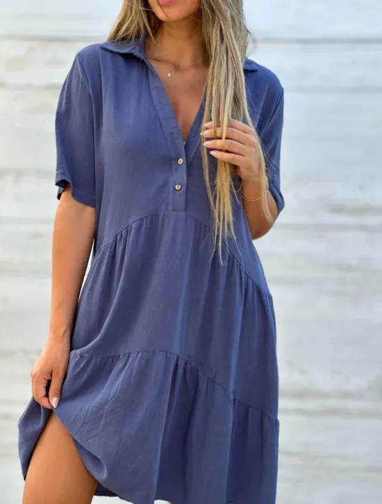 Women's Mini Dress Petite Dress White Dress Shirt Dress Casual Dress Summer Dress Fashion Classic Modern Daily Weekend Regular Fit Plain Half Sleeve Shirt Collar Black White Red Blue Summer Women White Dresses