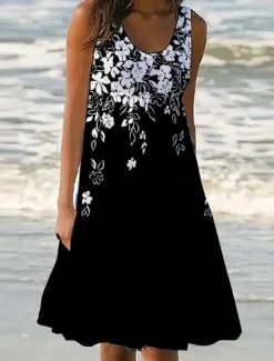 Outlet Women's Mini Dress Petite Dress Sundress Shift Dress Tank Dress Active Tropical Fashion Outdoor Vacation Going out Regular Fit Floral Sleeveless U Neck Pink Blue Purple Green Summer Spring Women Spring Dresses|Sundresses
