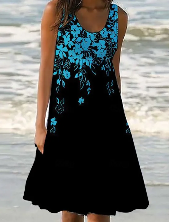 Outlet Women's Mini Dress Petite Dress Sundress Shift Dress Tank Dress Active Tropical Fashion Outdoor Vacation Going out Regular Fit Floral Sleeveless U Neck Pink Blue Purple Green Summer Spring Women Spring Dresses|Sundresses