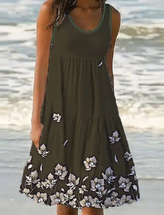 Outlet Women's Mini Dress Petite Dress Sundress Shift Dress Tank Dress Active Tropical Fashion Outdoor Vacation Going out Regular Fit Floral Sleeveless U Neck Pink Blue Purple Green Summer Spring Women Spring Dresses|Sundresses