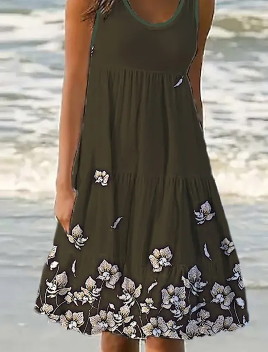 Outlet Women's Mini Dress Petite Dress Sundress Shift Dress Tank Dress Active Tropical Fashion Outdoor Vacation Going out Regular Fit Floral Sleeveless U Neck Pink Blue Purple Green Summer Spring Women Spring Dresses|Sundresses