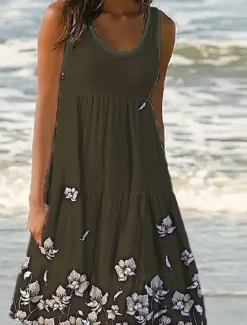 Outlet Women's Mini Dress Petite Dress Sundress Shift Dress Tank Dress Active Tropical Fashion Outdoor Vacation Going out Regular Fit Floral Sleeveless U Neck Pink Blue Purple Green Summer Spring Women Spring Dresses|Sundresses