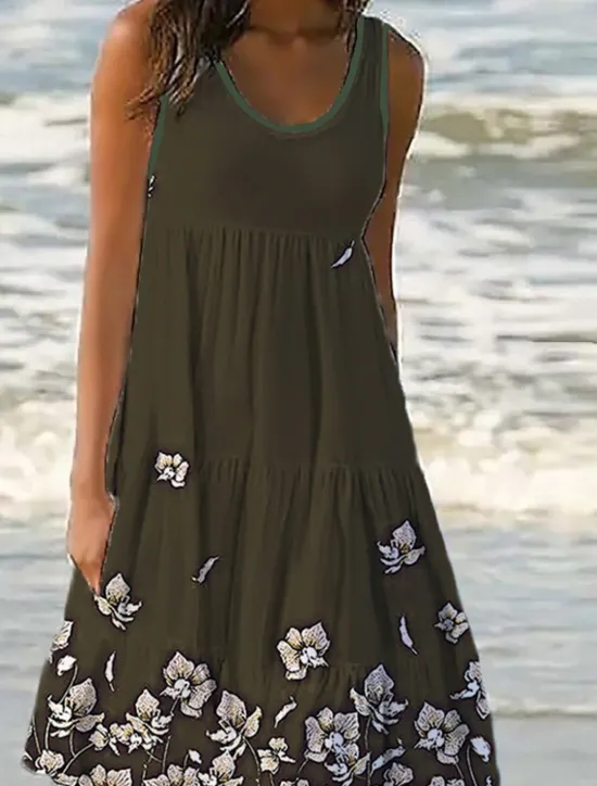 Outlet Women's Mini Dress Petite Dress Sundress Shift Dress Tank Dress Active Tropical Fashion Outdoor Vacation Going out Regular Fit Floral Sleeveless U Neck Pink Blue Purple Green Summer Spring Women Spring Dresses|Sundresses