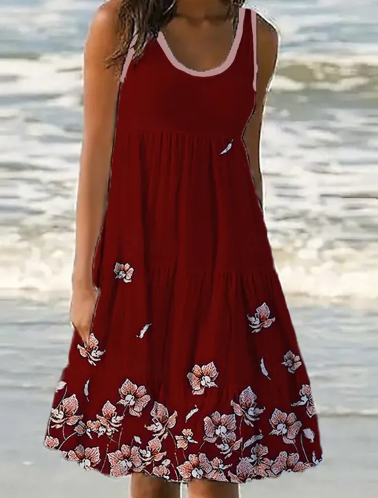 Outlet Women's Mini Dress Petite Dress Sundress Shift Dress Tank Dress Active Tropical Fashion Outdoor Vacation Going out Regular Fit Floral Sleeveless U Neck Pink Blue Purple Green Summer Spring Women Spring Dresses|Sundresses