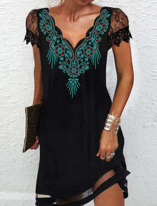 Online Women's Mini Dress Petite Dress Casual Dress Boho Dress Elegant Bohemia Stylish Vacation Daily Date Regular Fit Floral V Neck White Yellow Pink Blue Summer Women Spring Dresses