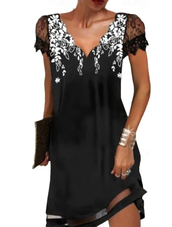 Online Women's Mini Dress Petite Dress Casual Dress Boho Dress Elegant Bohemia Stylish Vacation Daily Date Regular Fit Floral V Neck White Yellow Pink Blue Summer Women Spring Dresses