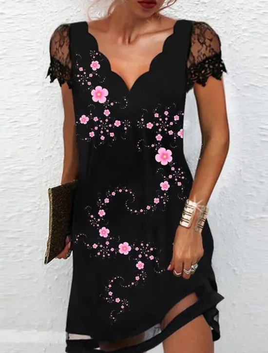 Online Women's Mini Dress Petite Dress Casual Dress Boho Dress Elegant Bohemia Stylish Vacation Daily Date Regular Fit Floral V Neck White Yellow Pink Blue Summer Women Spring Dresses