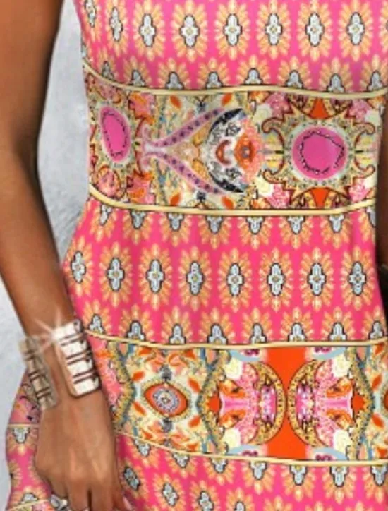 Discount Women's Mini Dress Petite Dress Casual Dress Ethnic Dress Boho Dress Halter Neck Dress Fashion Stylish Modern Vacation Daily Date Regular Fit Geometric Print Sleeveless Halter Neck Summer Spring Women Spring Dresses