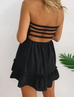 Sale Women's Mini Dress Petite Dress White Dress Summer Dress Elegant Dress Daily Club Summer Dress Regular Fit Plain Pure Color Sleeveless Strapless Cold Shoulder Black White Summer Women White Dresses