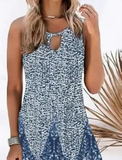 Women's Mini Dress Petite Dress Casual Dress Tank Dress Boho Dress Casual Boho Vacation Daily Regular Fit Floral Sleeveless Crew Neck Summer Women Floral Dresses