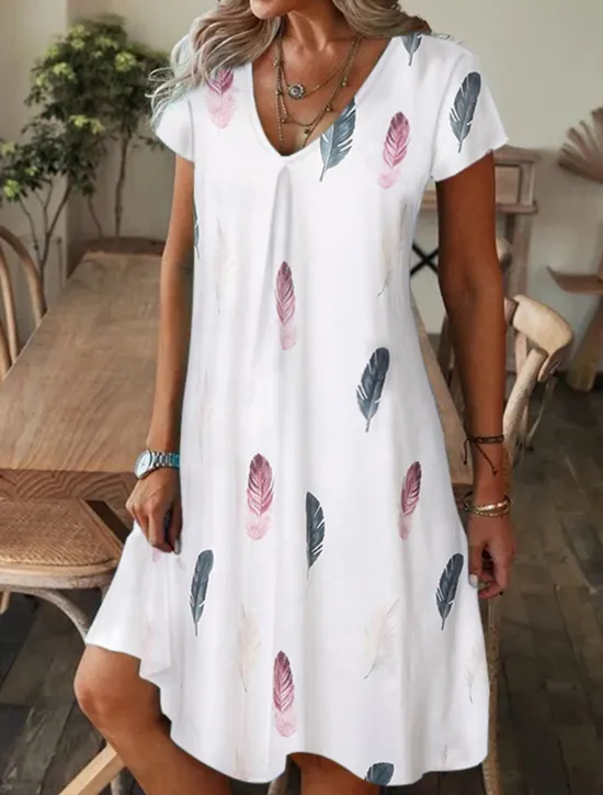 Best Women's Mini Dress Petite Dress T Shirt Dress Tee Dress Shift Dress Summer Dress Bohemia Fashion Basic Outdoor Vacation Party Regular Fit Tropical Short Sleeve V Neck Black White Yellow Women T Shirt Dresses