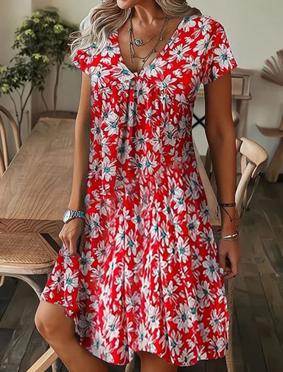 Best Women's Mini Dress Petite Dress T Shirt Dress Tee Dress Shift Dress Summer Dress Bohemia Fashion Basic Outdoor Vacation Party Regular Fit Tropical Short Sleeve V Neck Black White Yellow Women T Shirt Dresses