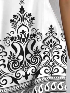 New Women's Mini Dress Petite Dress T Shirt Dress Tee Dress Sundress A Line Dress Vintage Ethnic Vacation Casual Beach Loose Fit Geometric Sleeveless Notched Neck Summer Women Spring Dresses|T Shirt Dresses