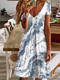 New Women's Mini Dress Petite Dress T Shirt Dress Tee Dress Sundress Summer Dress Active Fashion Streetwear Outdoor Vacation Birthday Regular Fit Floral Paisley Color Block Short Sleeve V Neck Women Spring Dresses|T Shirt Dresses