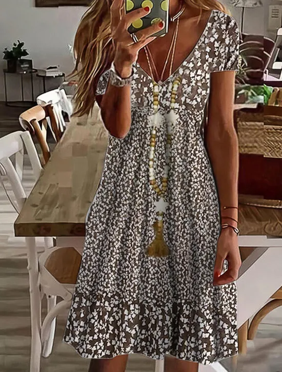 New Women's Mini Dress Petite Dress T Shirt Dress Tee Dress Sundress Summer Dress Active Fashion Streetwear Outdoor Vacation Birthday Regular Fit Floral Paisley Color Block Short Sleeve V Neck Women Spring Dresses|T Shirt Dresses