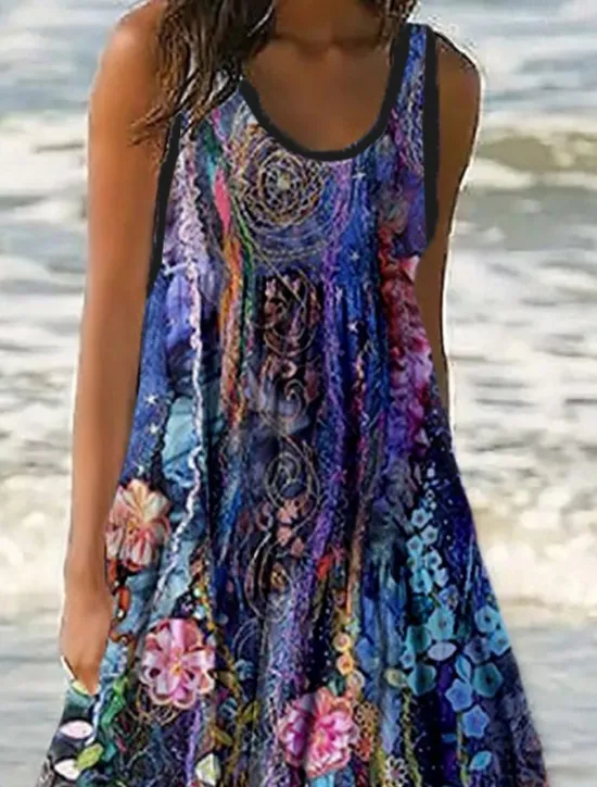 Women's Mini Dress Petite Dress Sundress Shift Dress Ruffle Dress Vacation Casual Outdoor Vacation Daily Regular Fit Floral Sleeveless U Neck Summer Spring Women Spring Dresses|Sundresses