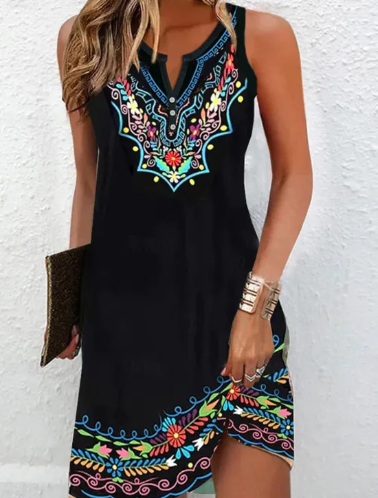 Women's Mini Dress Petite Dress T Shirt Dress Tee Dress Sundress Summer Dress Fashion Modern Mature Outdoor Vacation Casual Regular Fit Floral Sleeveless Split Neck Yellow Purple Summer Women Spring Dresses|T Shirt Dresses