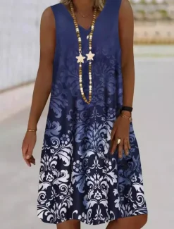 New Women's Mini Dress Petite Dress Casual Dress Tank Dress Summer Dress Boho Dress Stylish Casual Vacation Daily Regular Fit Floral Graphic Sleeveless V Neck Black Yellow Pink Blue Summer Women Spring Dresses
