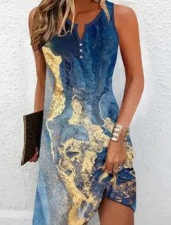 Hot Women's Mini Dress Petite Dress Petite Dress T Shirt Dress Tee Dress Sundress Summer Dress Active Fashion Streetwear Outdoor Vacation Casual Regular Fit Ombre Floral Stripe Sleeveless Women Spring Dresses|Sundresses