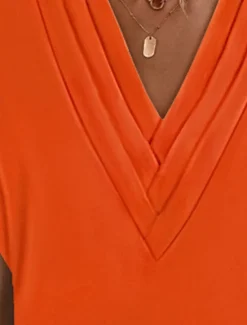 Discount Women's Mini Dress Shift Dress Work Dresses Basic Casual Batwing Sleeve Work Daily Regular Fit Plain Short Sleeve V Neck Pink Orange Green Army Green Summer Spring Women T Shirt Dresses