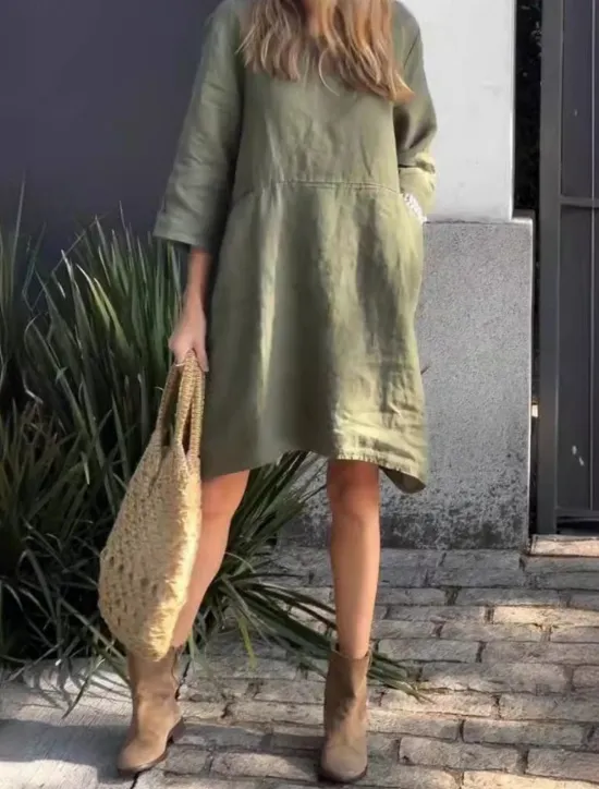 Women's Mini Dress Summer Dress Casual Daily Regular Fit Graphic 3/4 Length Sleeve Crew Neck White Pink Green Light Grey Summer Women Dresses|Casual Dress