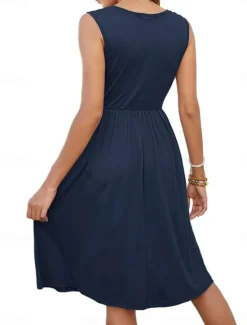 Best Women's Mini Dress Summer Dress Casual Daily Regular Fit Solid Color Sleeveless U Neck Black White Royal Blue Sky Blue Summer Women Sundresses